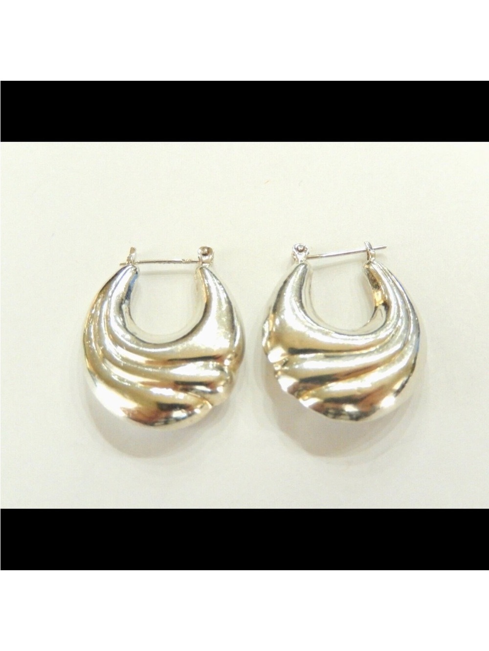 Vintage Sterling Silver Tapered Swirl Hoop Earrings